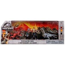 Jurassic World Fallen Kingdom Velociraptor, Owen, 2x Compsognathus & Gallimimus Action Figure 3-Pack   